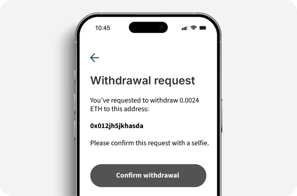 App screen showing authorization of fund withdrawal request from crypto app