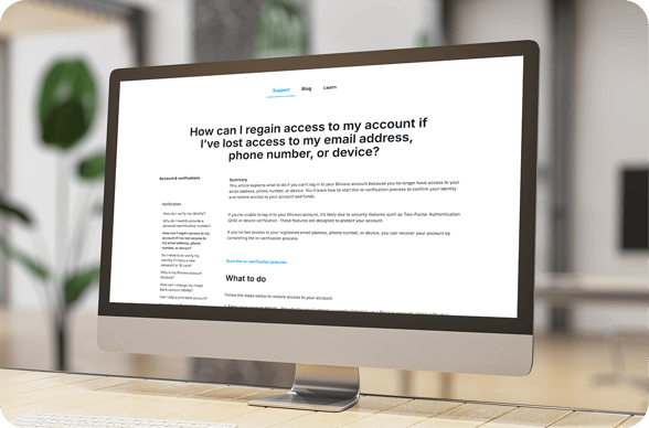 Computer screen showing support desk FAQ 